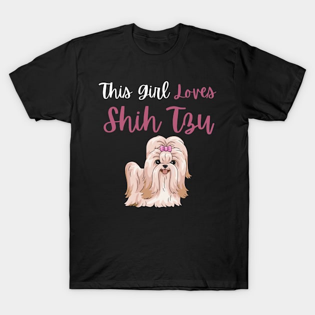This Girl Loves Shih Tzu Dog Flowers For Floral Dogs T-Shirt by yassinebd